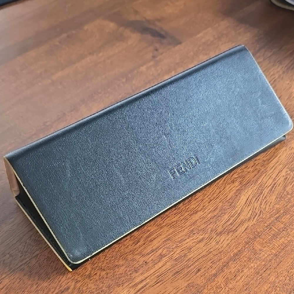 Fendi Black Hard Leather Eyeglass Case